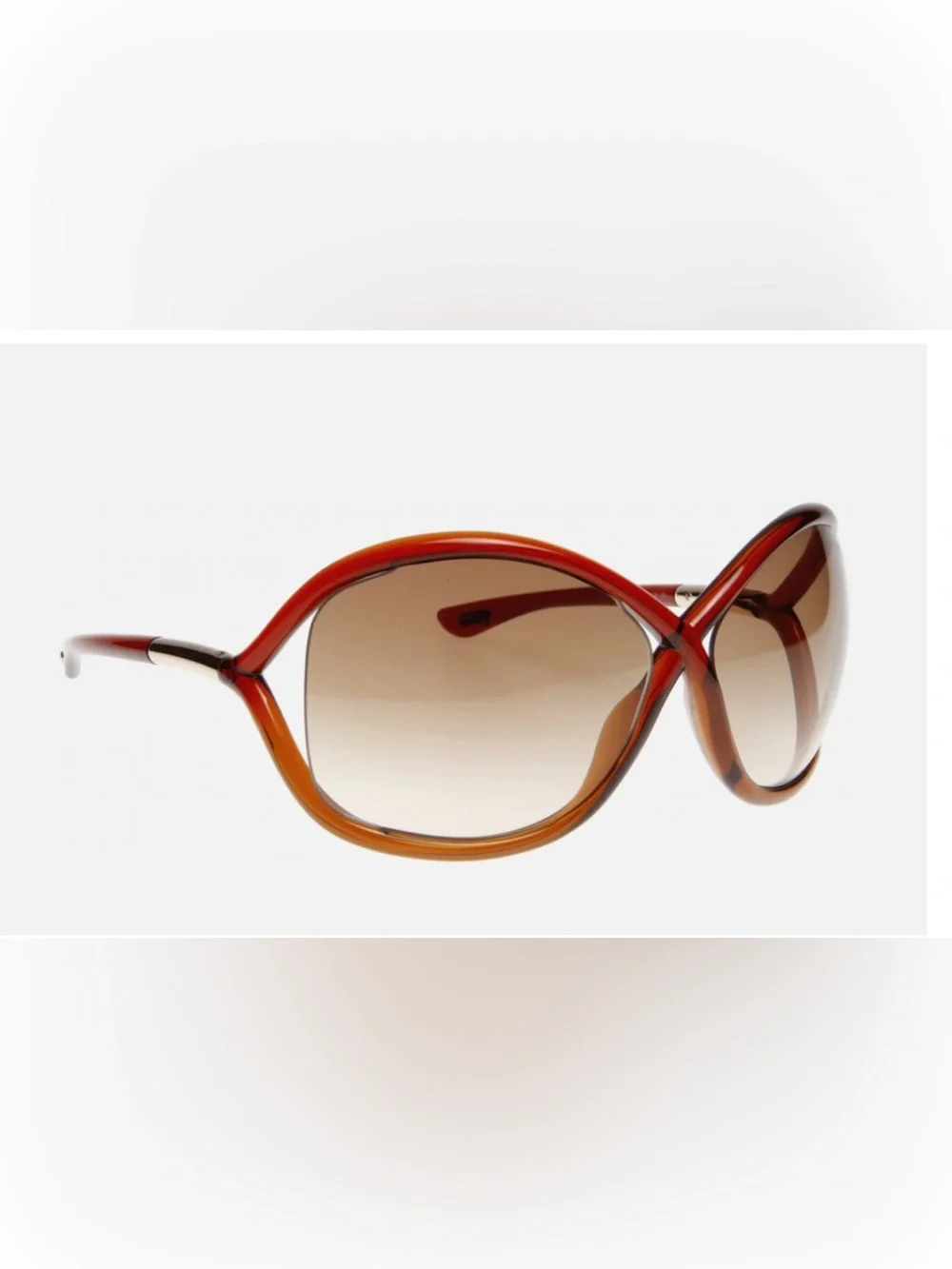 Tom Ford Red and Brown Gradient Round Women's Sunglasses